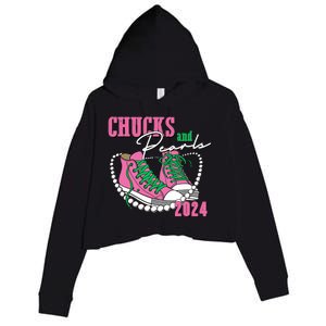 Chucks And Pearls Kamala Harris President 2024 Crop Fleece Hoodie