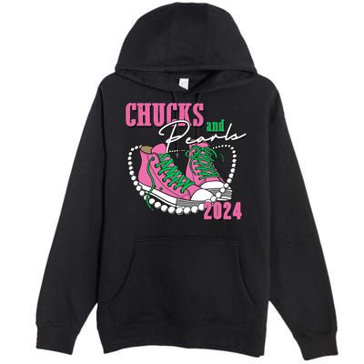 Chucks And Pearls Kamala Harris President 2024 Premium Pullover Hoodie
