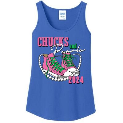 Chucks And Pearls Kamala Harris President 2024 Ladies Essential Tank