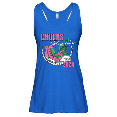 Chucks And Pearls Kamala Harris President 2024 Ladies Essential Flowy Tank