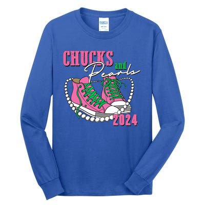 Chucks And Pearls Kamala Harris President 2024 Tall Long Sleeve T-Shirt