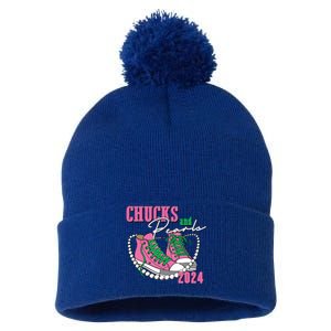 Chucks And Pearls Kamala Harris President 2024 Pom Pom 12in Knit Beanie