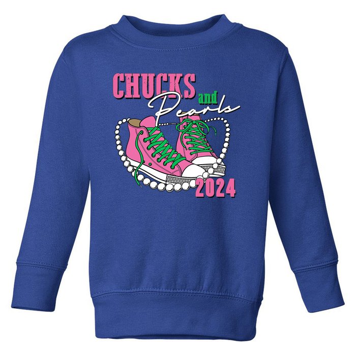 Chucks And Pearls Kamala Harris President 2024 Toddler Sweatshirt