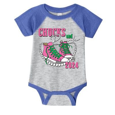 Chucks And Pearls Kamala Harris President 2024 Infant Baby Jersey Bodysuit