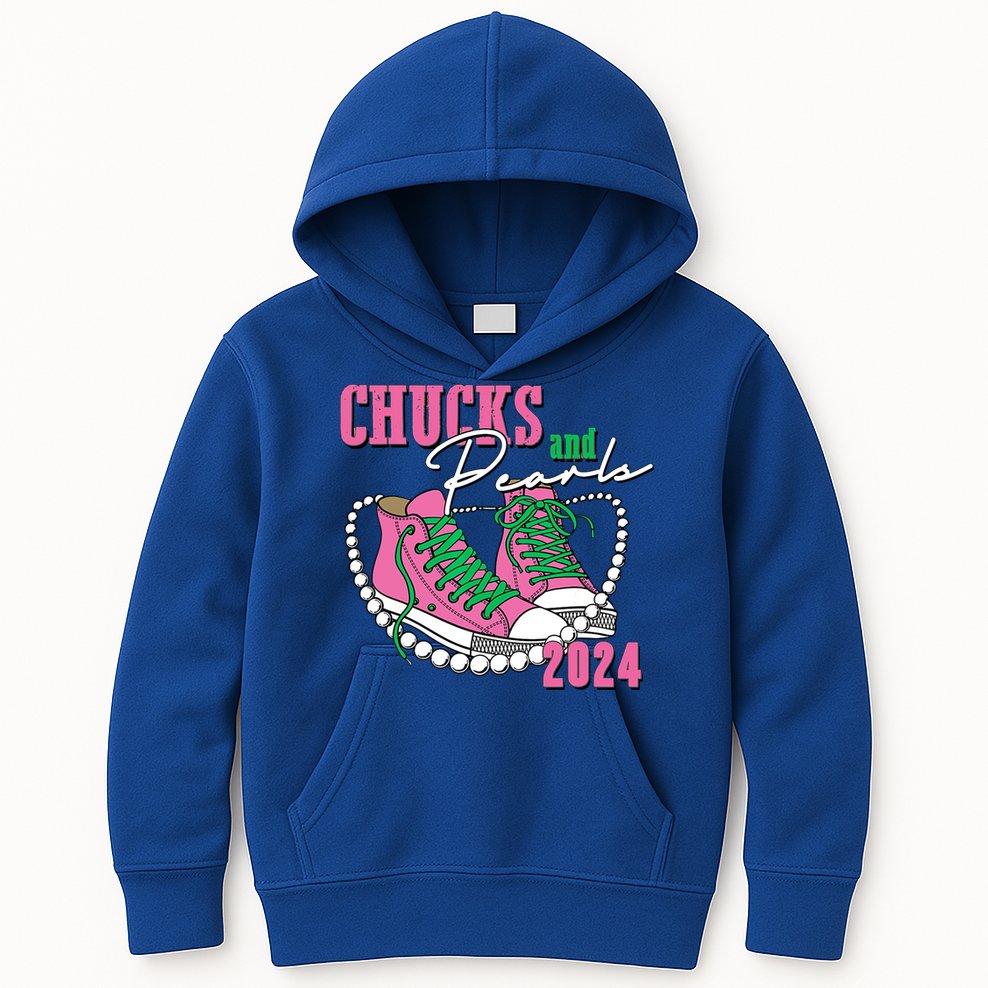 Chucks And Pearls Kamala Harris President 2024 Kids Hoodie