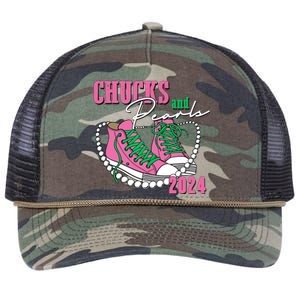 Chucks And Pearls Kamala Harris President 2024 Retro Rope Trucker Hat Cap