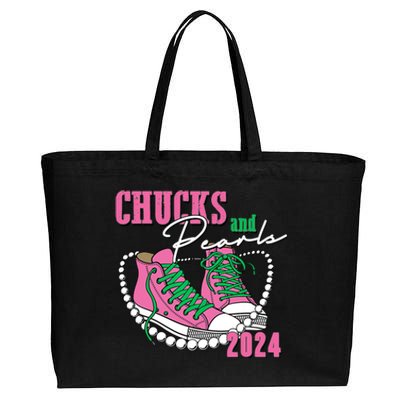 Chucks And Pearls Kamala Harris President 2024 Cotton Canvas Jumbo Tote