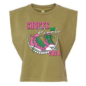 Chucks And Pearls Kamala Harris President 2024 Garment-Dyed Women's Muscle Tee