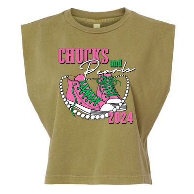 Chucks And Pearls Kamala Harris President 2024 Garment-Dyed Women's Muscle Tee
