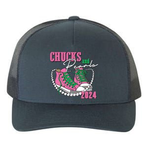 Chucks And Pearls Kamala Harris President 2024 Yupoong Adult 5-Panel Trucker Hat