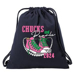 Chucks And Pearls Kamala Harris President 2024 Drawstring Bag