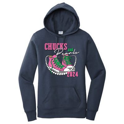 Chucks And Pearls Kamala Harris President 2024 Women's Pullover Hoodie