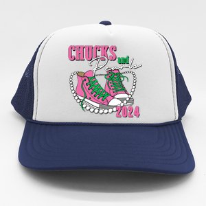 Chucks And Pearls Kamala Harris President 2024 Trucker Hat