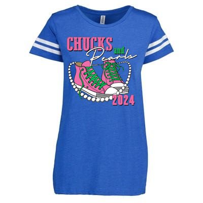 Chucks And Pearls Kamala Harris President 2024 Enza Ladies Jersey Football T-Shirt