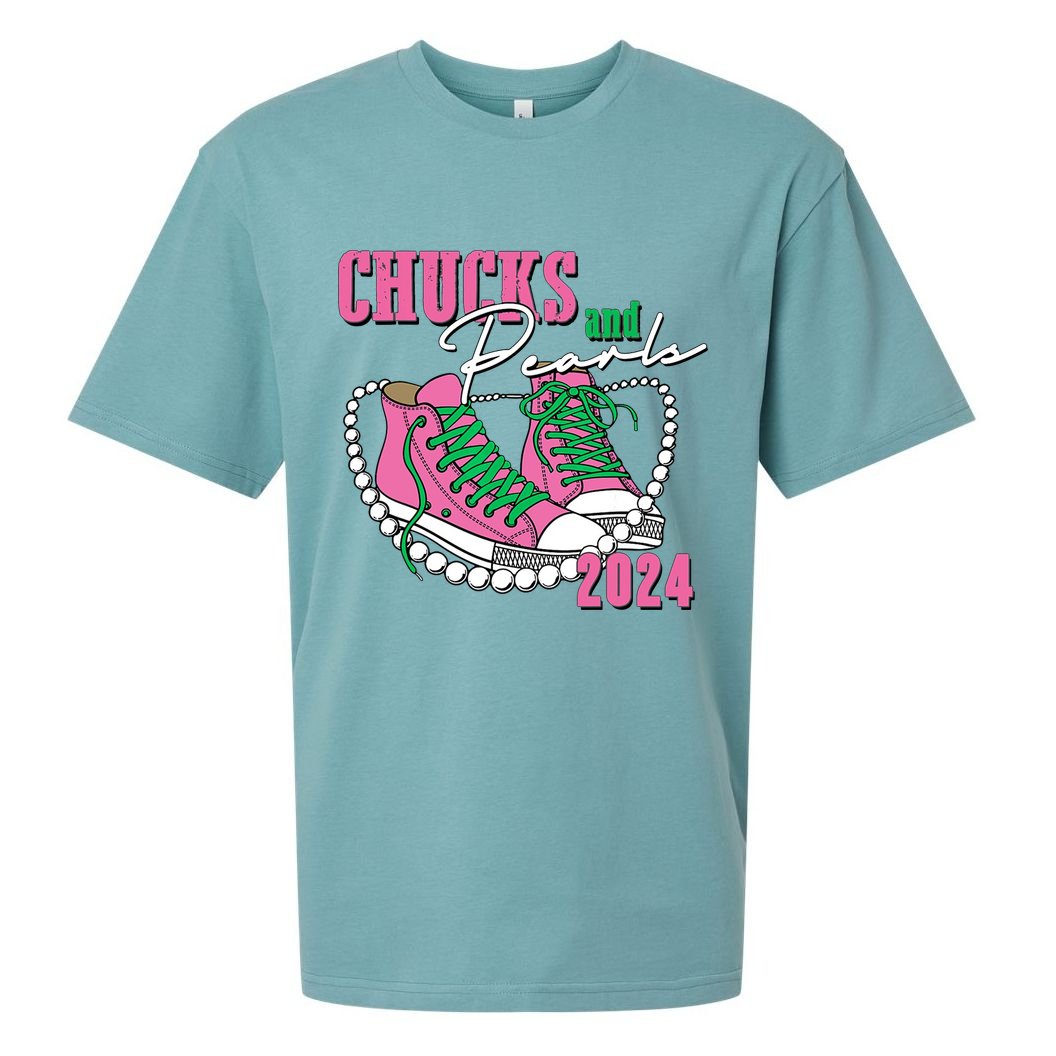 Chucks And Pearls Kamala Harris President 2024 Sueded Cloud Jersey T-Shirt