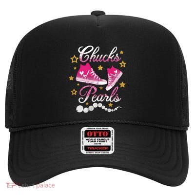 Chucks And Pearls Kamala Harris Sneakers Trending High Crown Mesh Back Trucker Hat