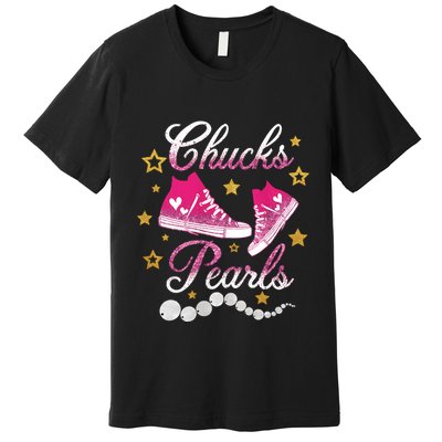 Chucks And Pearls Kamala Harris Sneakers Trending Premium T-Shirt