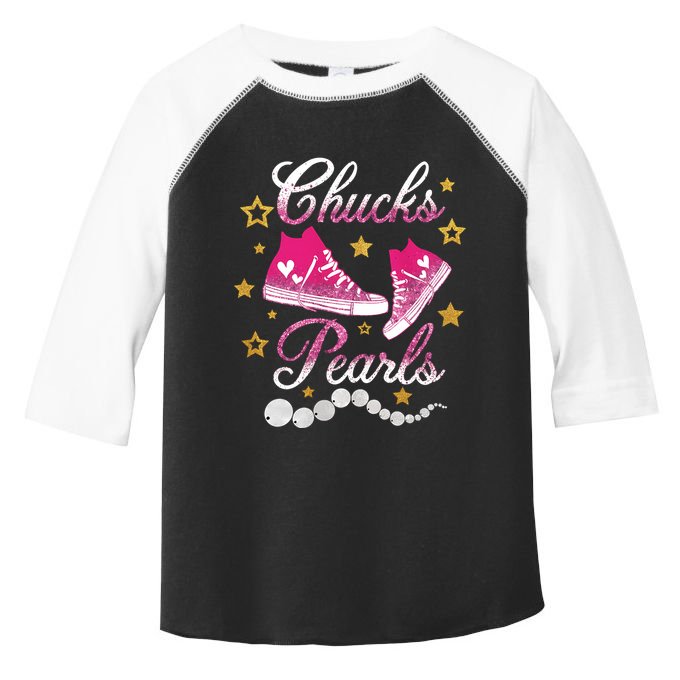 Chucks And Pearls Kamala Harris Sneakers Trending Toddler Fine Jersey T-Shirt