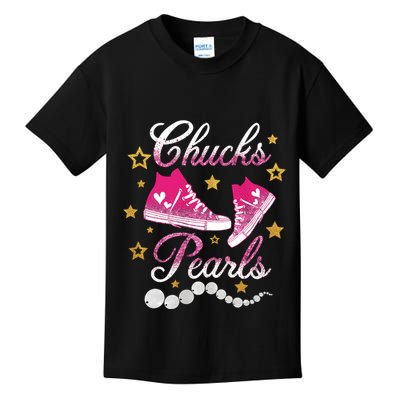 Chucks And Pearls Kamala Harris Sneakers Trending Kids T-Shirt