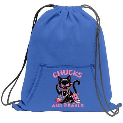 Chucks And Pearls FashionBeautiful Black Cat Sweatshirt Cinch Pack Bag