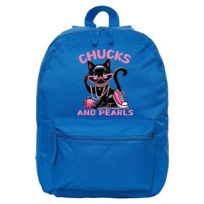 Chucks And Pearls FashionBeautiful Black Cat 16 in Basic Backpack