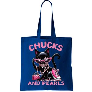 Chucks And Pearls FashionBeautiful Black Cat Tote Bag