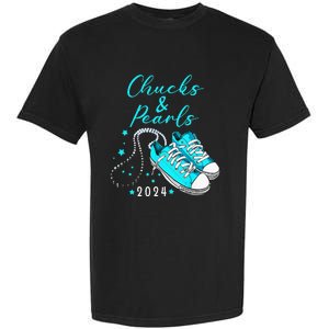 Chucks And Pearls 2024 Kamala Harris For President 47th Garment-Dyed Heavyweight T-Shirt