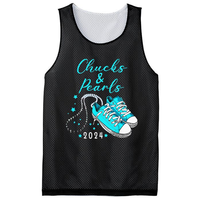 Chucks And Pearls 2024 Kamala Harris For President 47th Mesh Reversible Basketball Jersey Tank