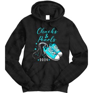 Chucks And Pearls 2024 Kamala Harris For President 47th Tie Dye Hoodie