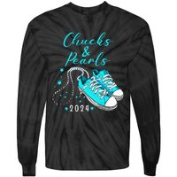 Chucks And Pearls 2024 Kamala Harris For President 47th Tie-Dye Long Sleeve Shirt