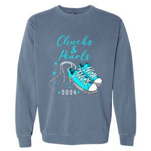 Chucks And Pearls 2024 Kamala Harris For President 47th Garment-Dyed Sweatshirt