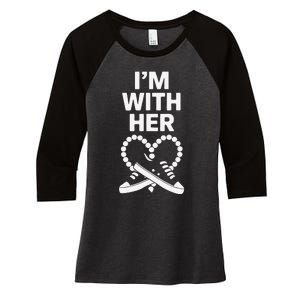 Chucks And Pearls Election 2024 IM With Her Kamala Women's Tri-Blend 3/4-Sleeve Raglan Shirt