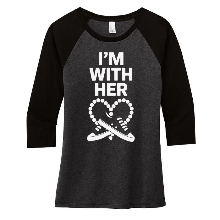 Chucks And Pearls Election 2024 IM With Her Kamala Women's Tri-Blend 3/4-Sleeve Raglan Shirt