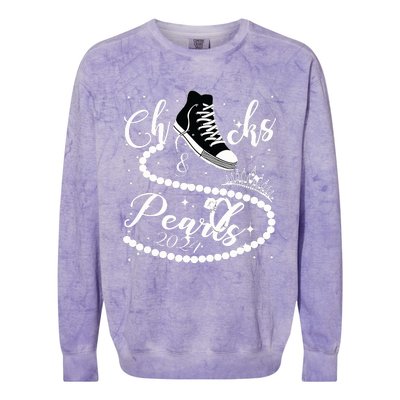 Chucks And Pearls 2024 Kamala Harris 2024 Vote For President Colorblast Crewneck Sweatshirt