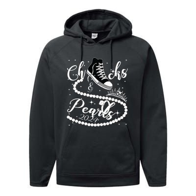 Chucks And Pearls 2024 Kamala Harris 2024 Vote For President Performance Fleece Hoodie