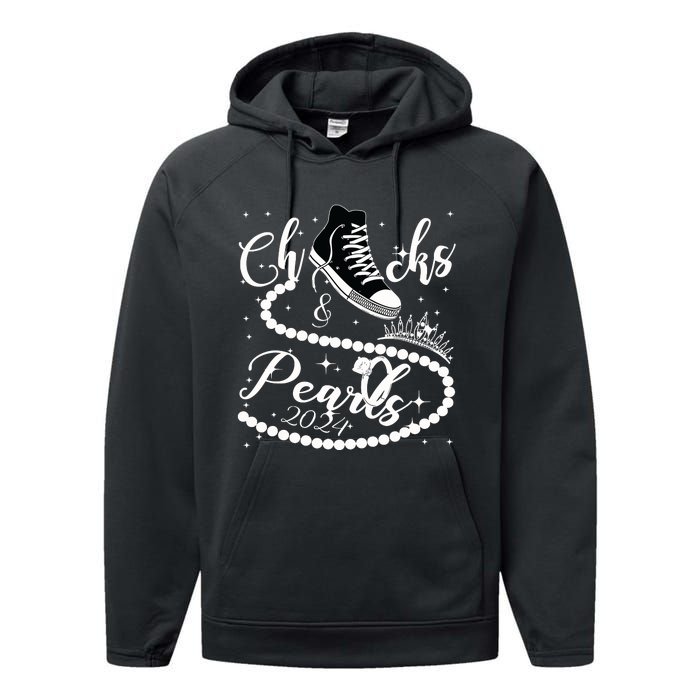 Chucks And Pearls 2024 Kamala Harris 2024 Vote For President Performance Fleece Hoodie