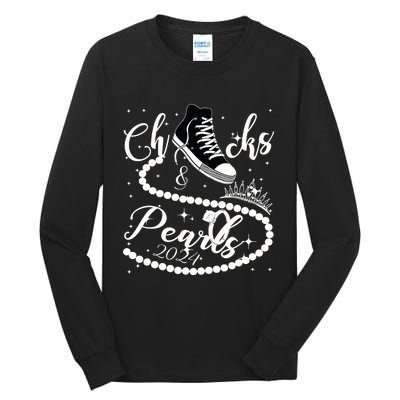 Chucks And Pearls 2024 Kamala Harris 2024 Vote For President Tall Long Sleeve T-Shirt