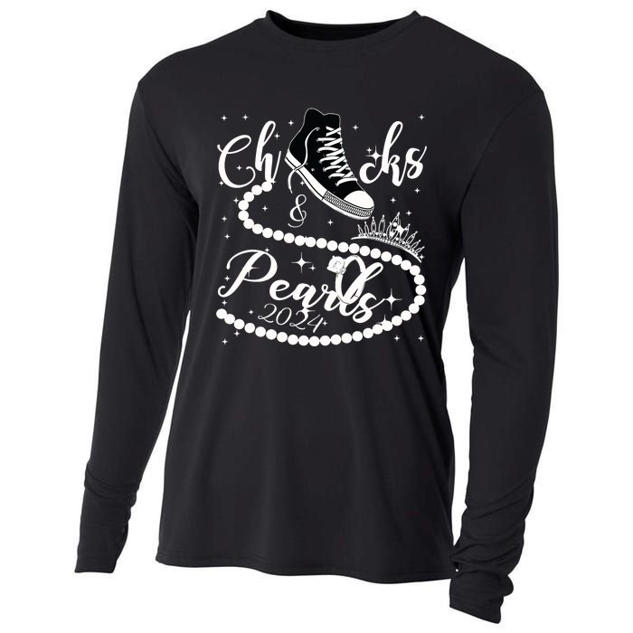 Chucks And Pearls 2024 Kamala Harris 2024 Vote For President Cooling Performance Long Sleeve Crew