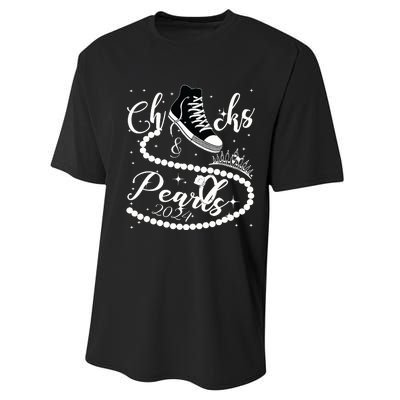 Chucks And Pearls 2024 Kamala Harris 2024 Vote For President Performance Sprint T-Shirt