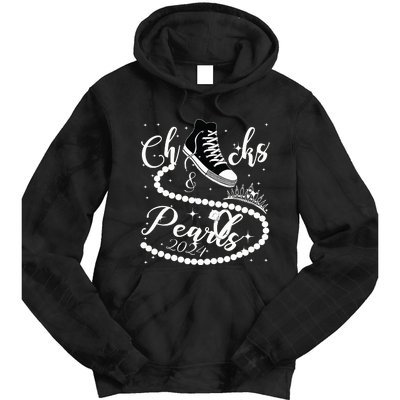 Chucks And Pearls 2024 Kamala Harris 2024 Vote For President Tie Dye Hoodie