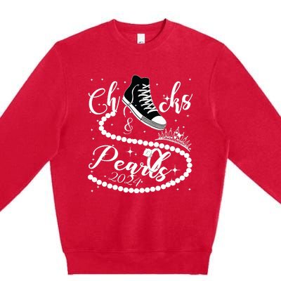 Chucks And Pearls 2024 Kamala Harris 2024 Vote For President Premium Crewneck Sweatshirt