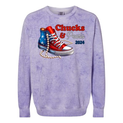 Chucks And Pearls Kamala Harris 2024 Usa Election Colorblast Crewneck Sweatshirt