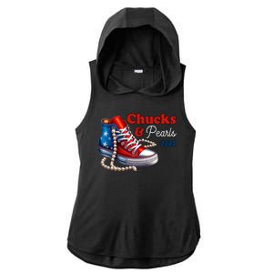 Chucks And Pearls Kamala Harris 2024 Usa Election Ladies PosiCharge Tri-Blend Wicking Draft Hoodie Tank