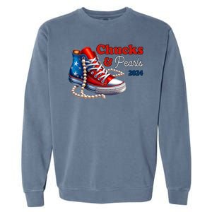 Chucks And Pearls Kamala Harris 2024 Usa Election Garment-Dyed Sweatshirt