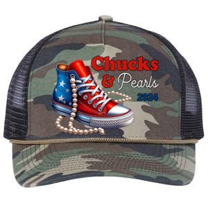 Chucks And Pearls Kamala Harris 2024 Usa Election Retro Rope Trucker Hat Cap