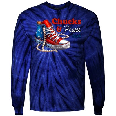 Chucks And Pearls Kamala Harris 2024 Usa Election Tie-Dye Long Sleeve Shirt