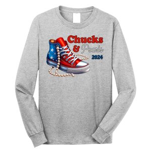 Chucks And Pearls Kamala Harris 2024 Usa Election Long Sleeve Shirt