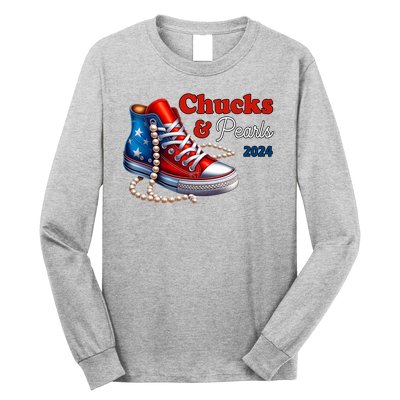 Chucks And Pearls Kamala Harris 2024 Usa Election Long Sleeve Shirt