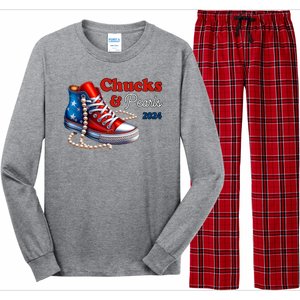 Chucks And Pearls Kamala Harris 2024 Usa Election Long Sleeve Pajama Set