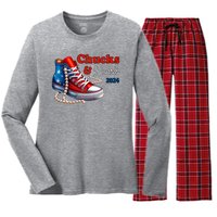 Chucks And Pearls Kamala Harris 2024 Usa Election Women's Long Sleeve Flannel Pajama Set 